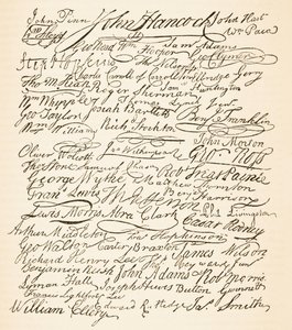 Signatures attached to the American Declaration of Independence of 1776 by English School